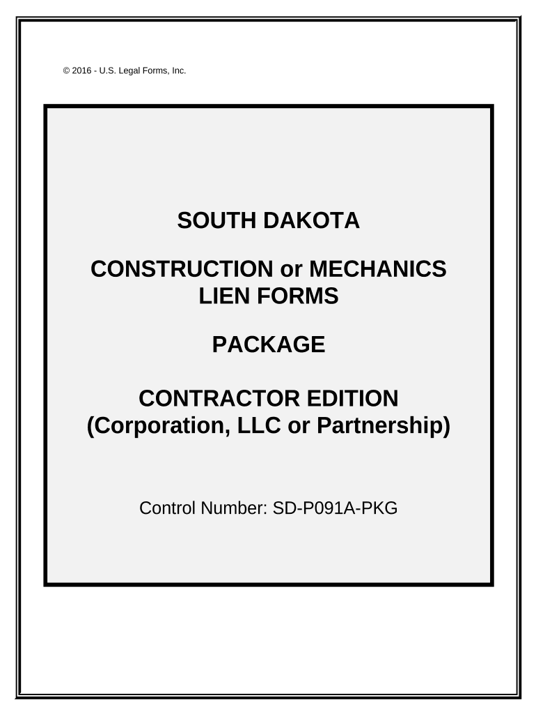 South Dakota Mechanics Lien  Form