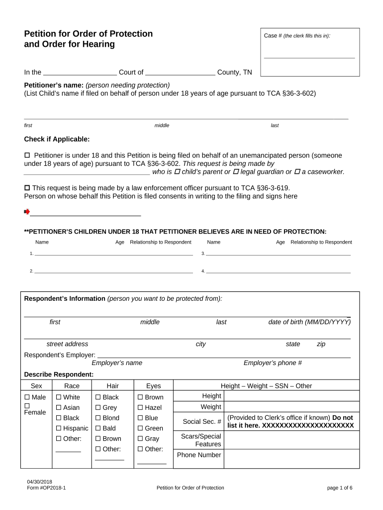 Tennessee Petition  Form