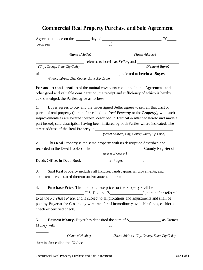 Commercial Real Propety Purchase and Sale Agreement Tennessee  Form