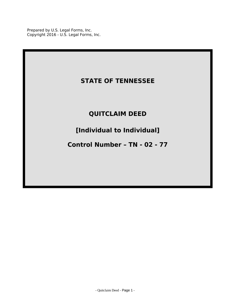 Tennessee Quitclaim Deed  Form