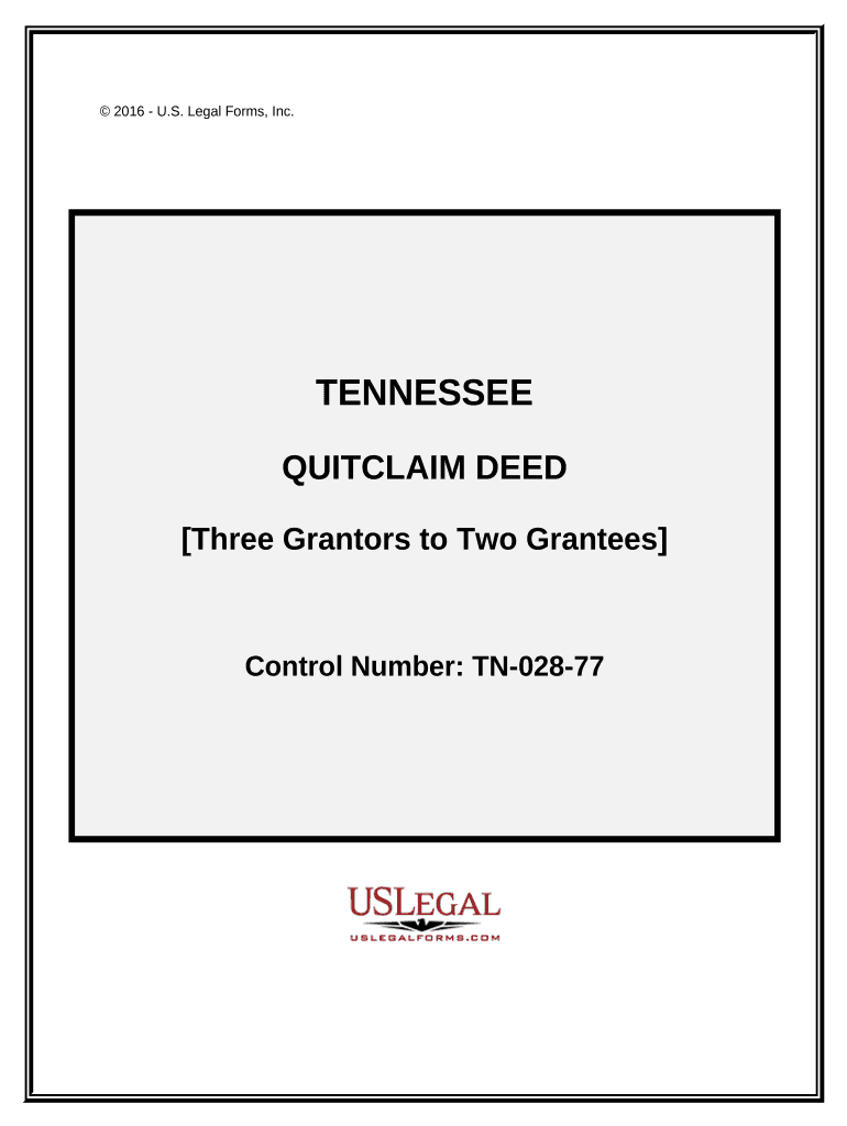 Quitclaim Deed Three Grantors to Two Grantees Tennessee  Form