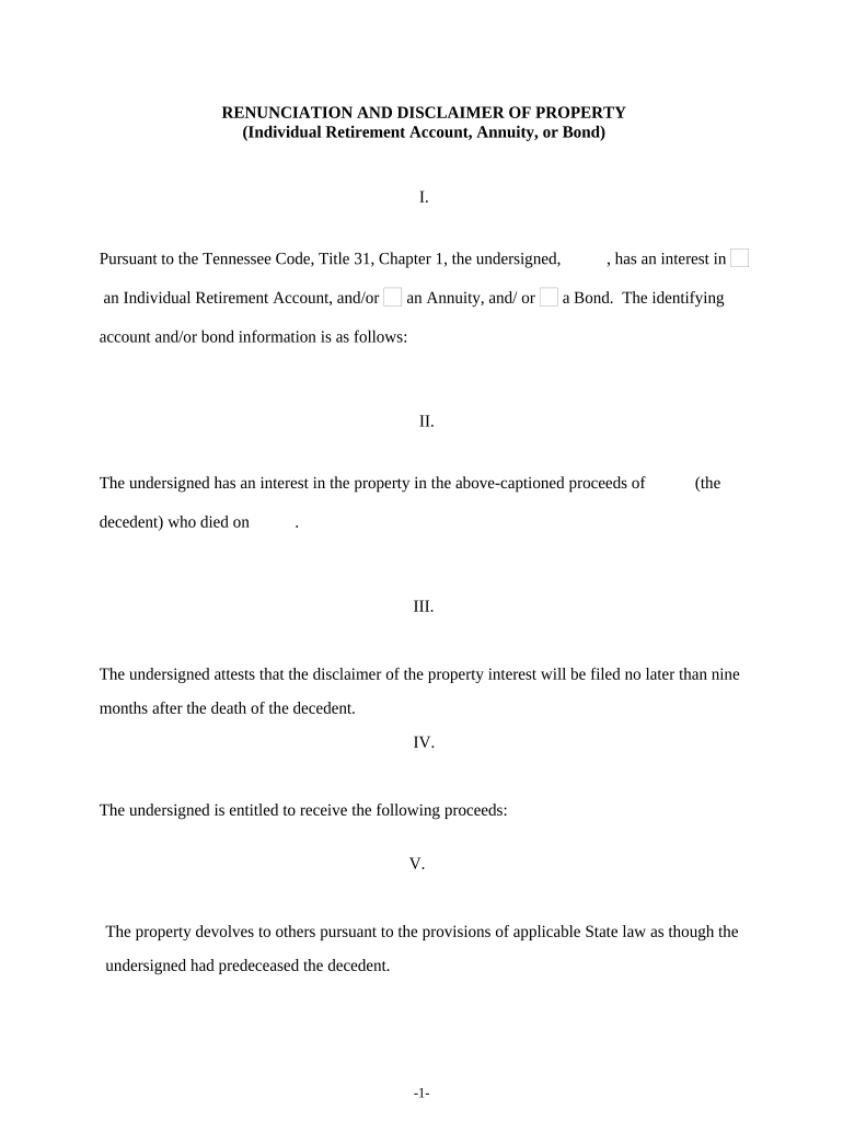 Tennessee Property Bond  Form