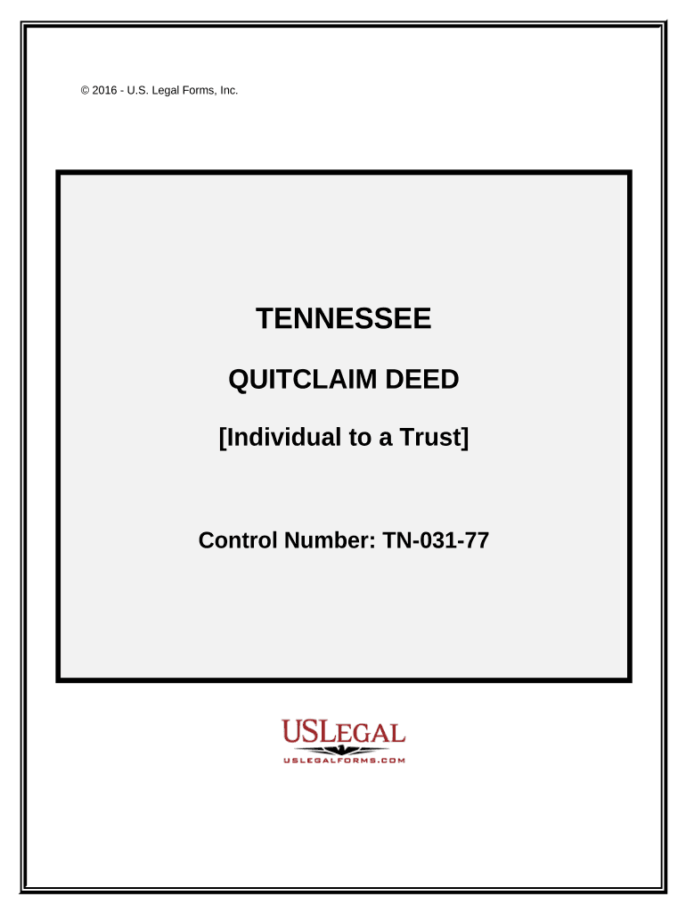 Quitclaim Deed from an Individual to a Trust Tennessee  Form