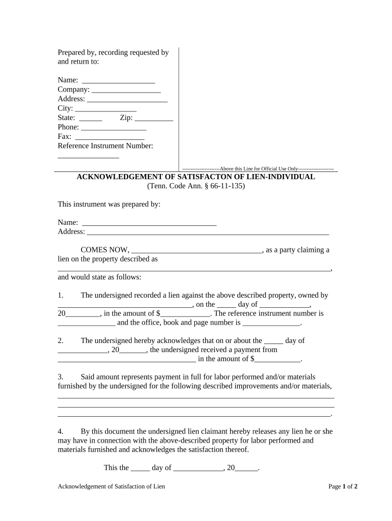 Tennessee Acknowledgment  Form