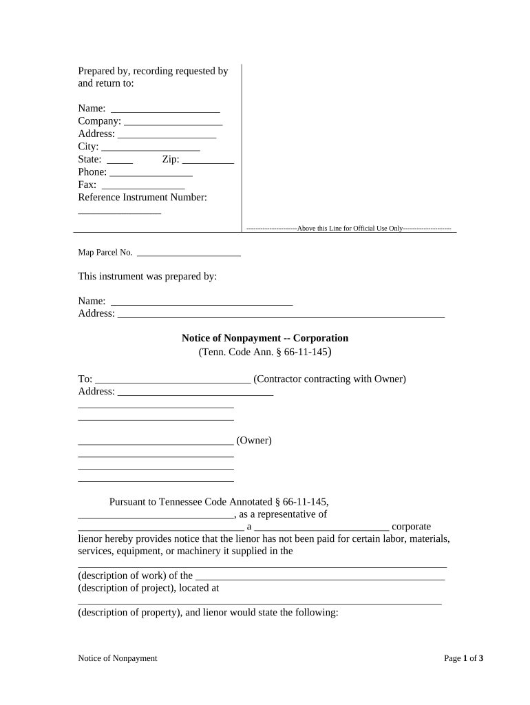 Notice Nonpayment Tennessee  Form