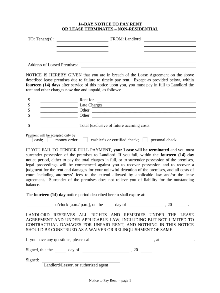 Tennessee 14 Day  Form