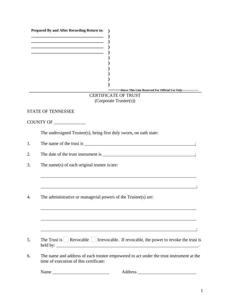 Tennessee Certificate Trust  Form
