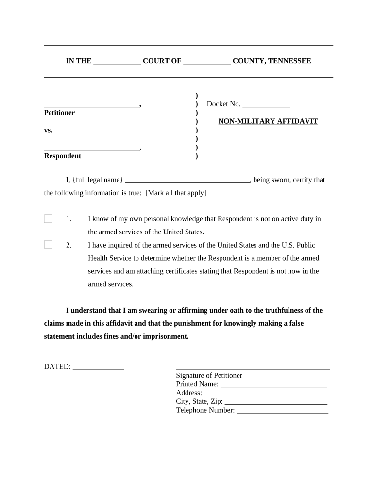 Tennessee Affidavit  Form