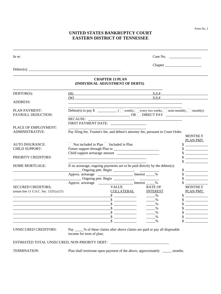 Tennessee Chapter 13  Form