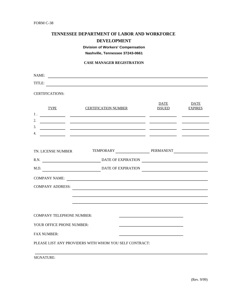 Tennessee Workers Compensation  Form