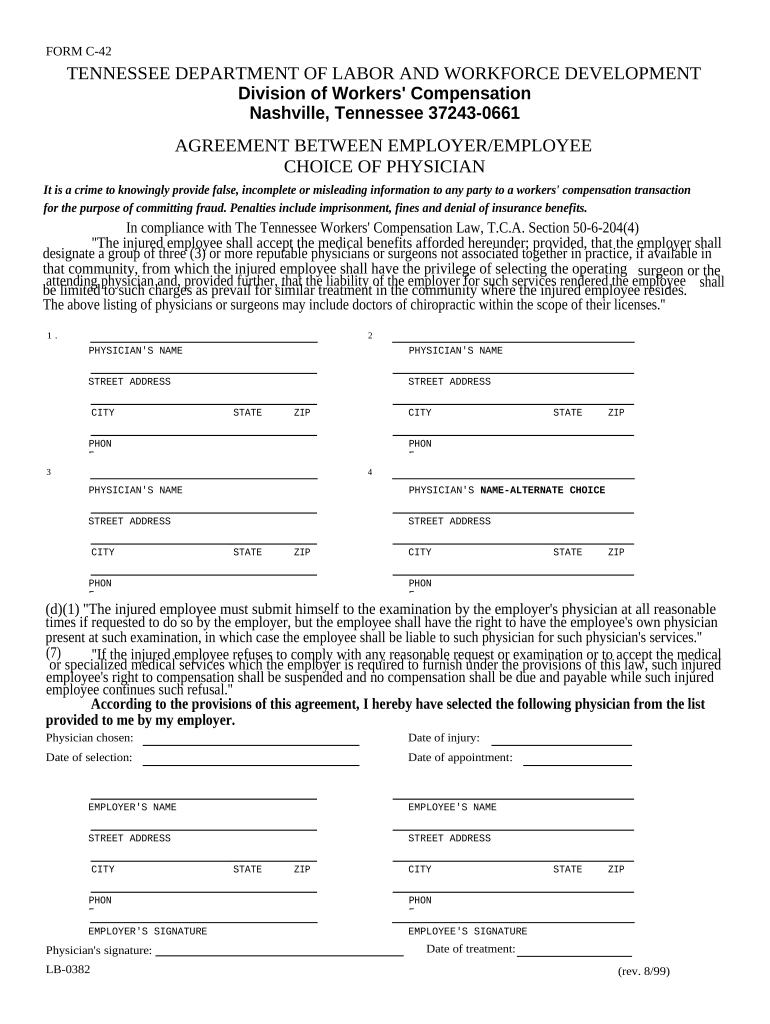Tennessee Employer  Form