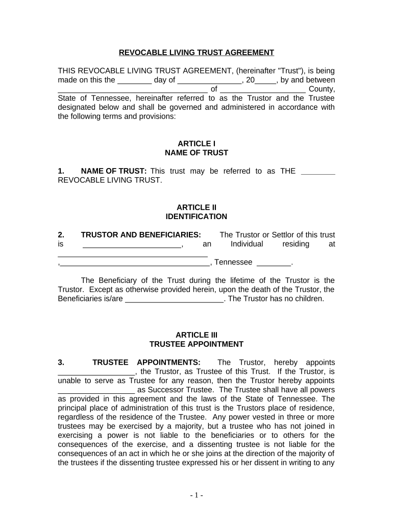 Tn Living Trust  Form