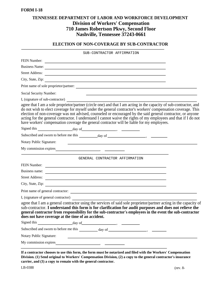 Tennessee Workers Compensation  Form