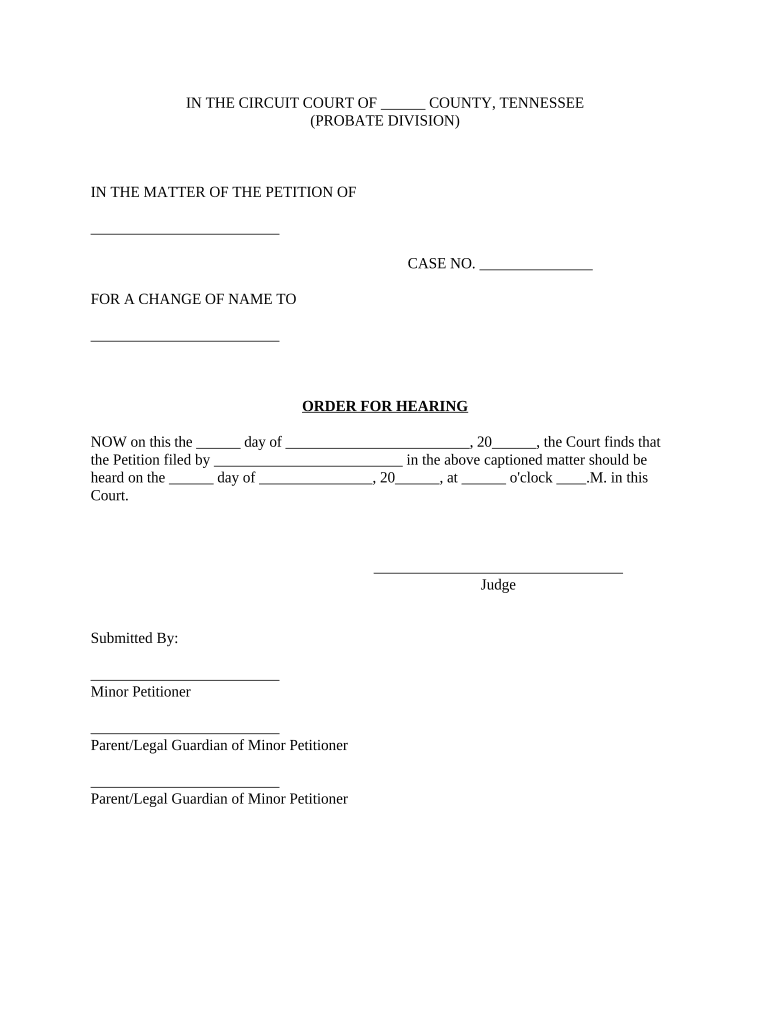 Hearing Name Change Form