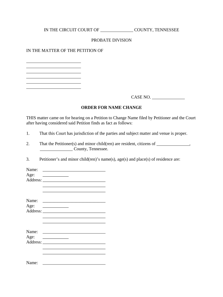 Tennessee Name Change  Form