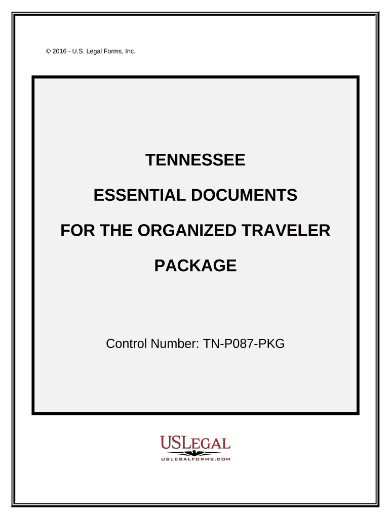 Essential Documents for the Organized Traveler Package Tennessee  Form