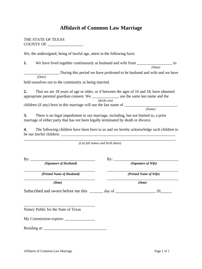 Tx Marriage  Form