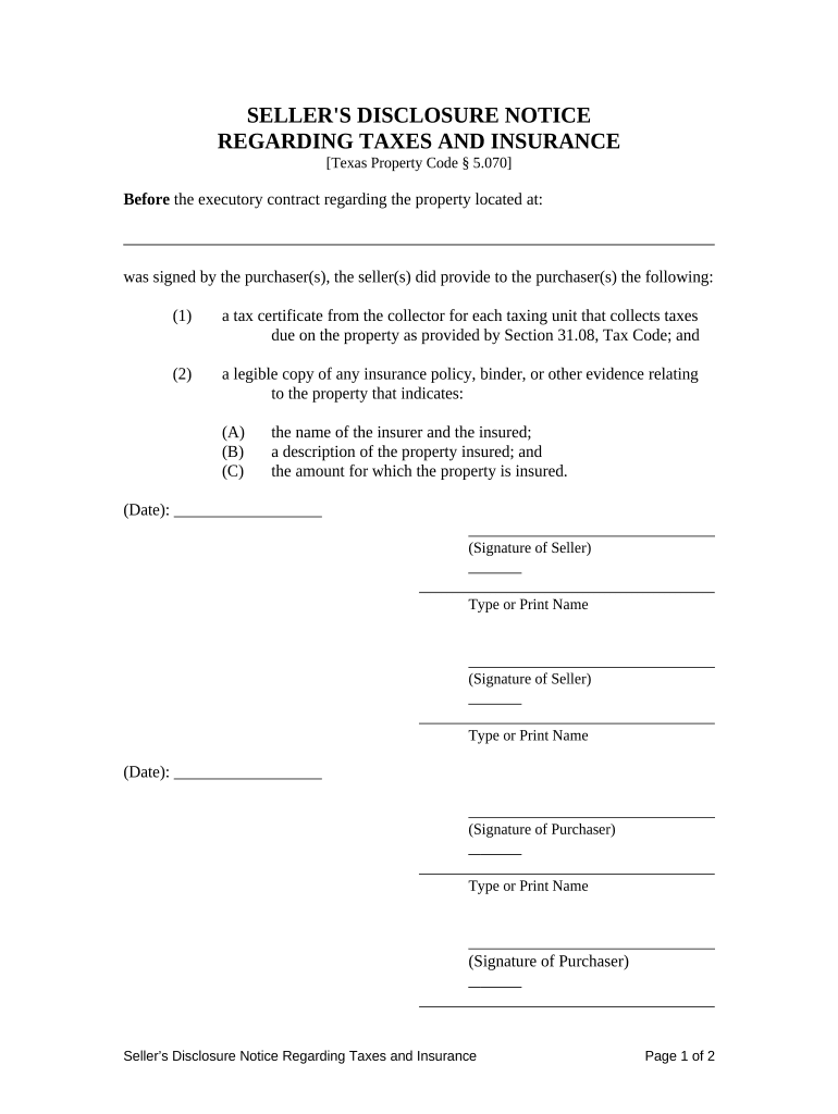 Seller Disclosure Form