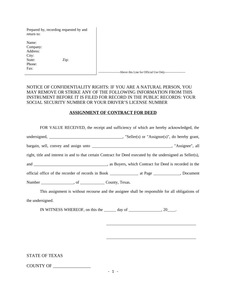 Tx Assignment  Form