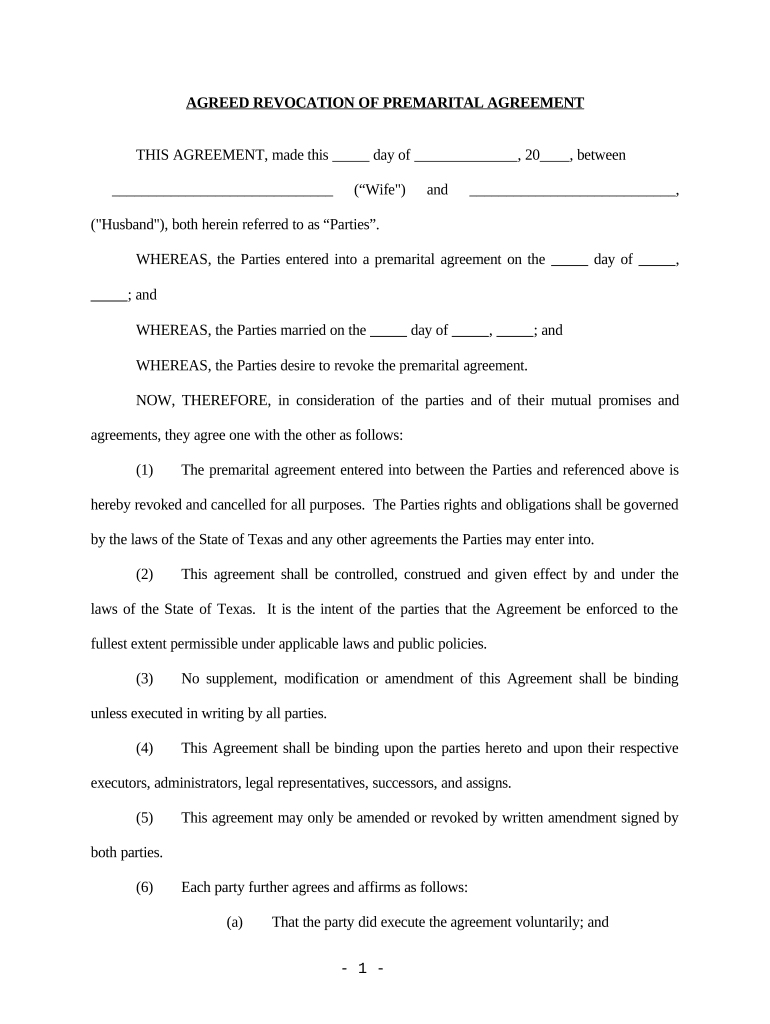 Premarital Prenuptial Agreement  Form