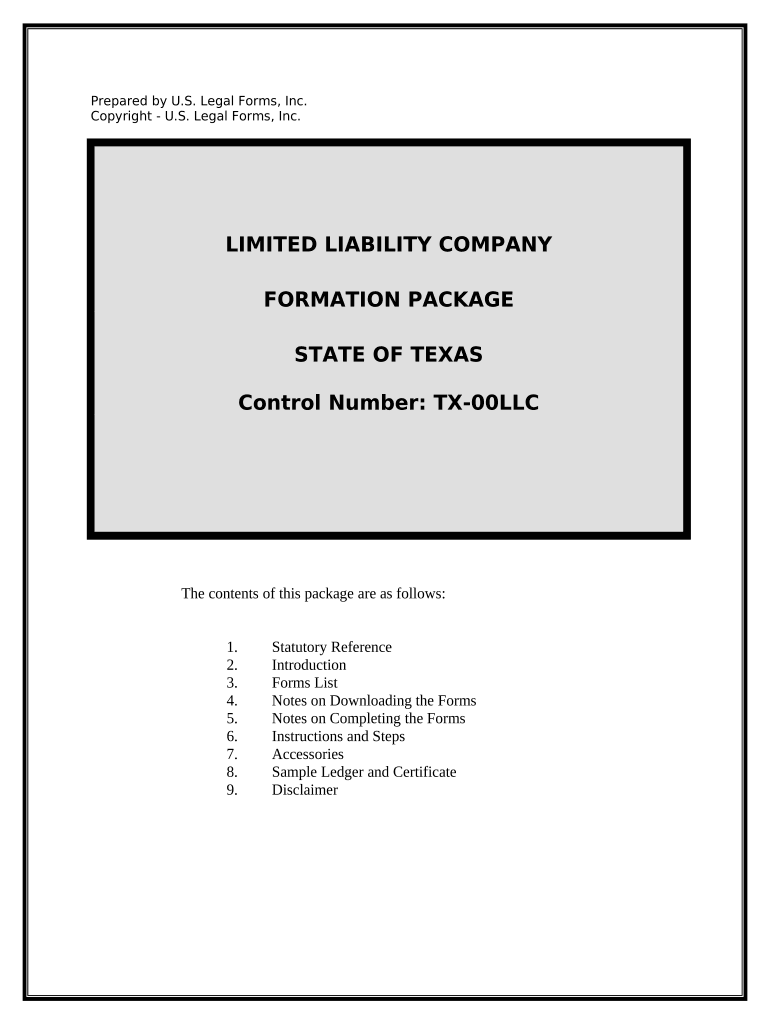 Texas Limited Liability Company LLC Formation Package Texas