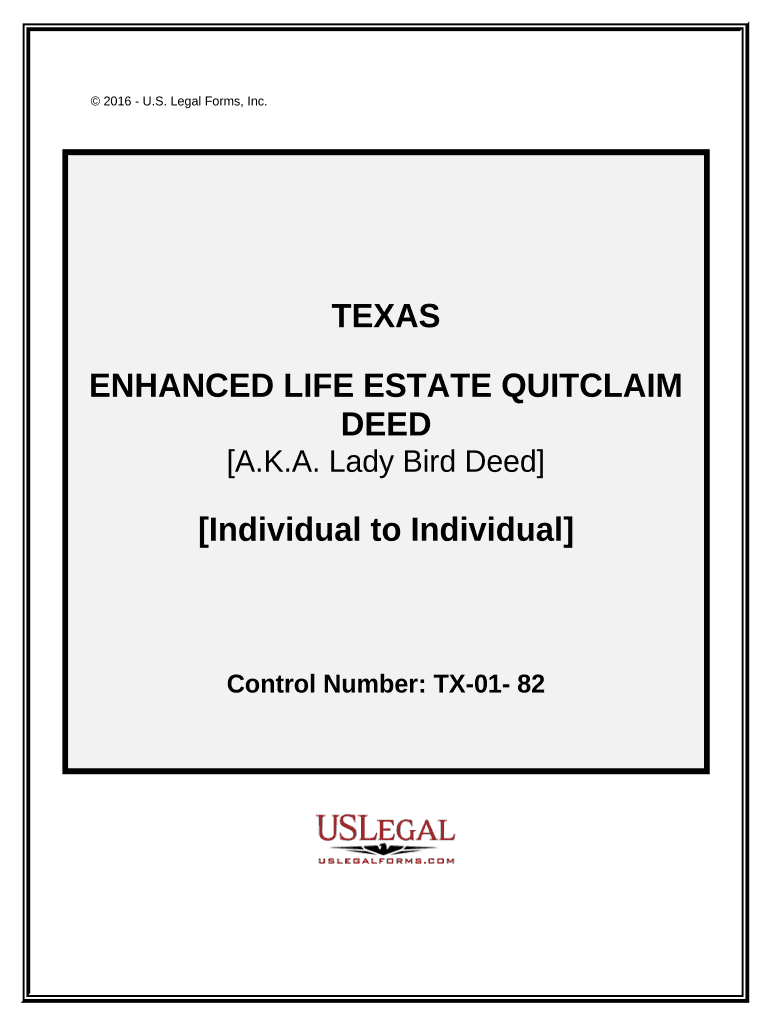 Enhanced Life Estate or Lady Bird Quitclaim Deed Individual to Individual Texas  Form