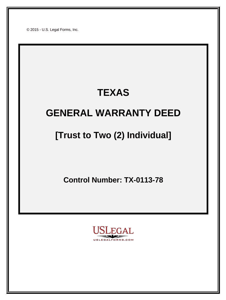 General Warranty Deed from Trust to Two Individuals Texas  Form