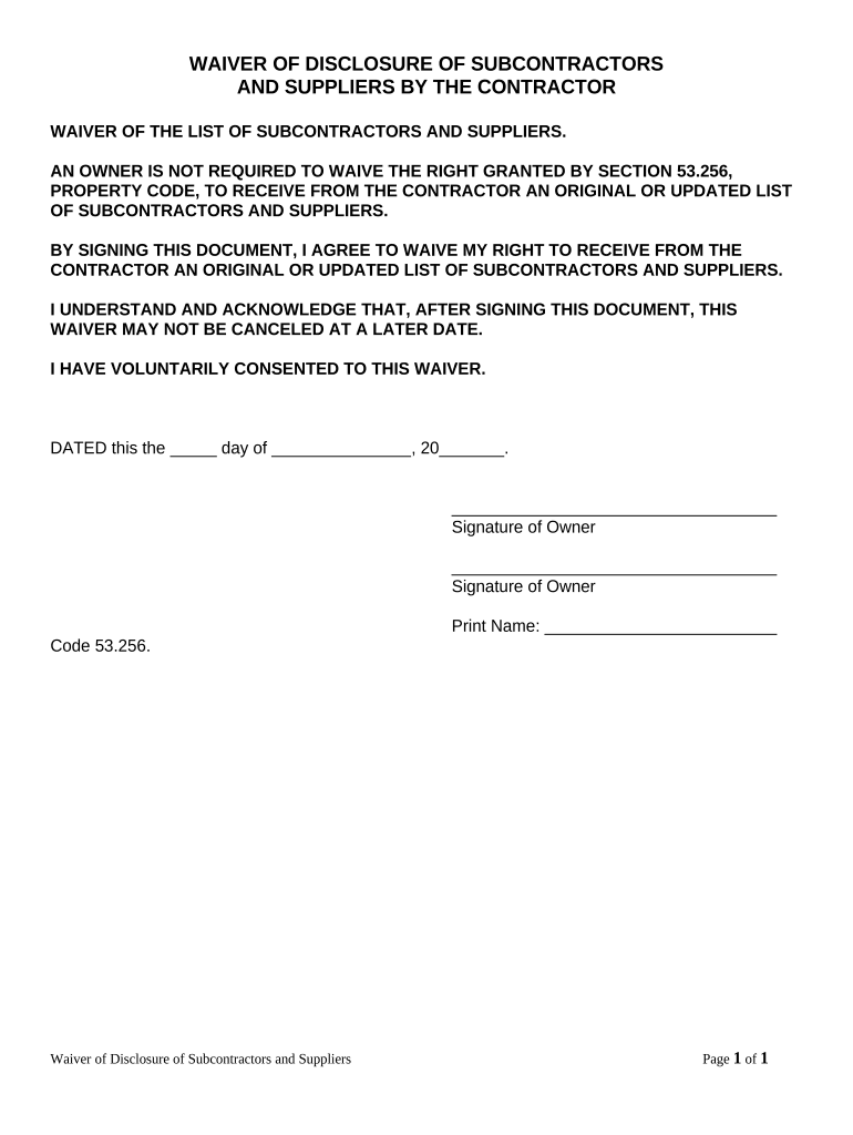 Tx Waiver  Form
