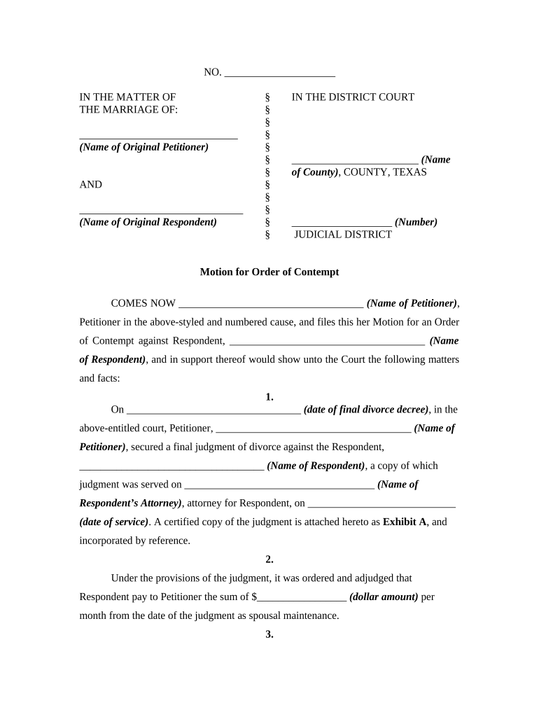 Texas Contempt  Form