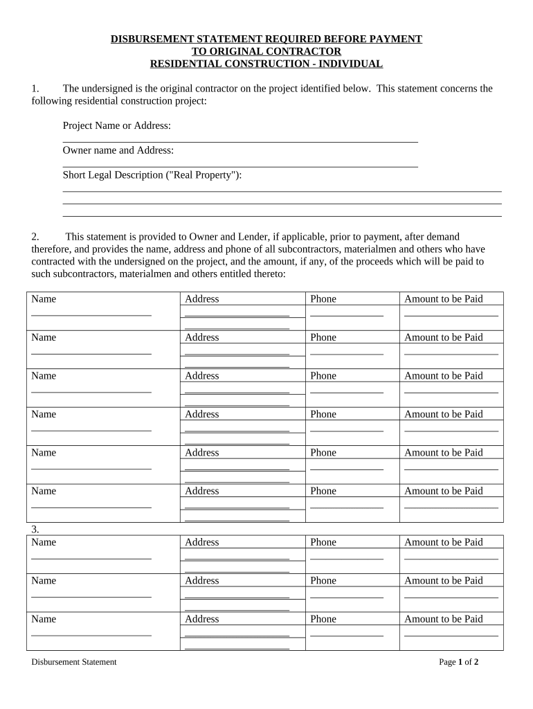 Texas Disbursement  Form