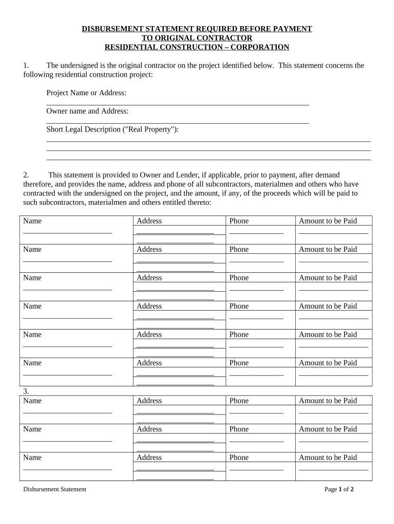 Texas Disbursement  Form