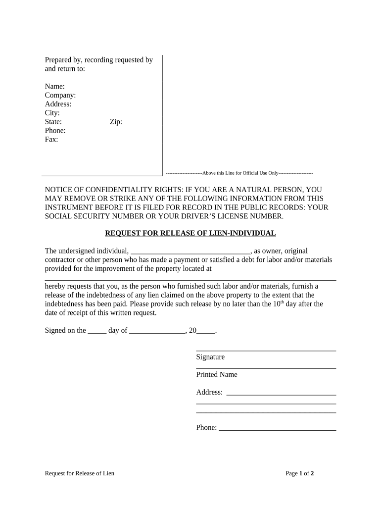 Tx Release Lien  Form