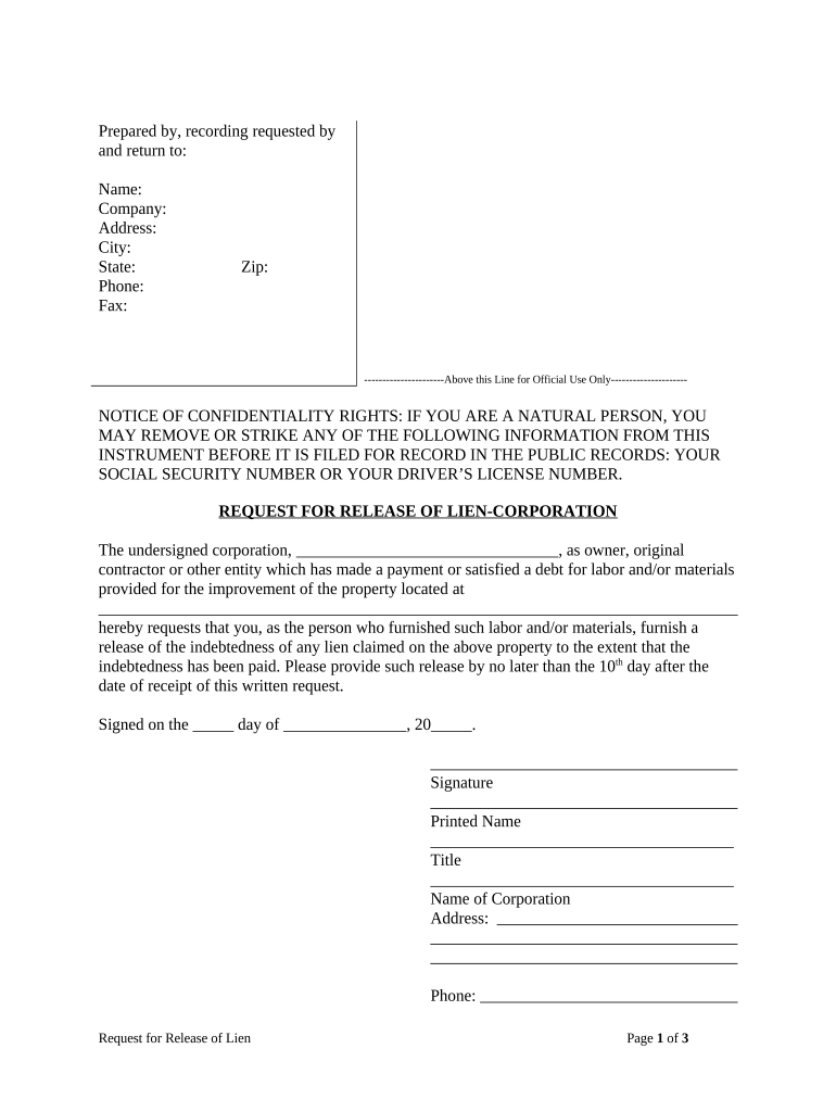 Texas Release Lien  Form