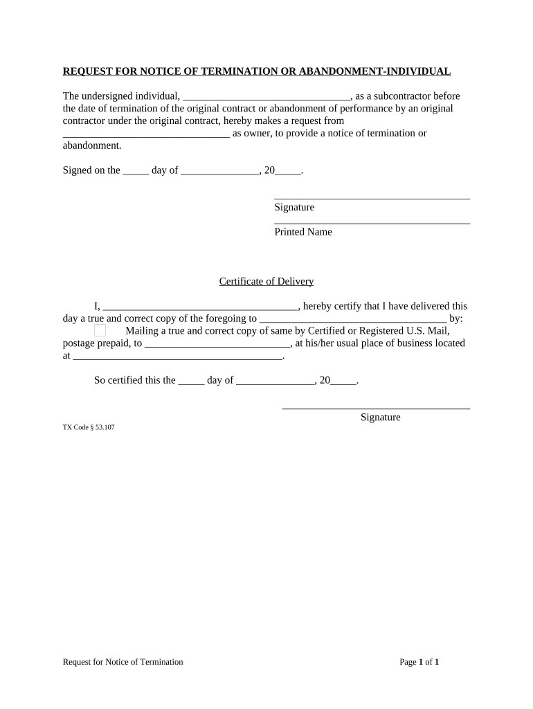 Tx Abandonment  Form