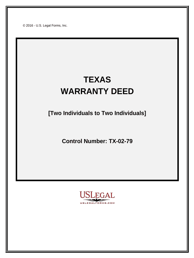 Warranty Deed from Two Individuals to Two Individuals Texas  Form