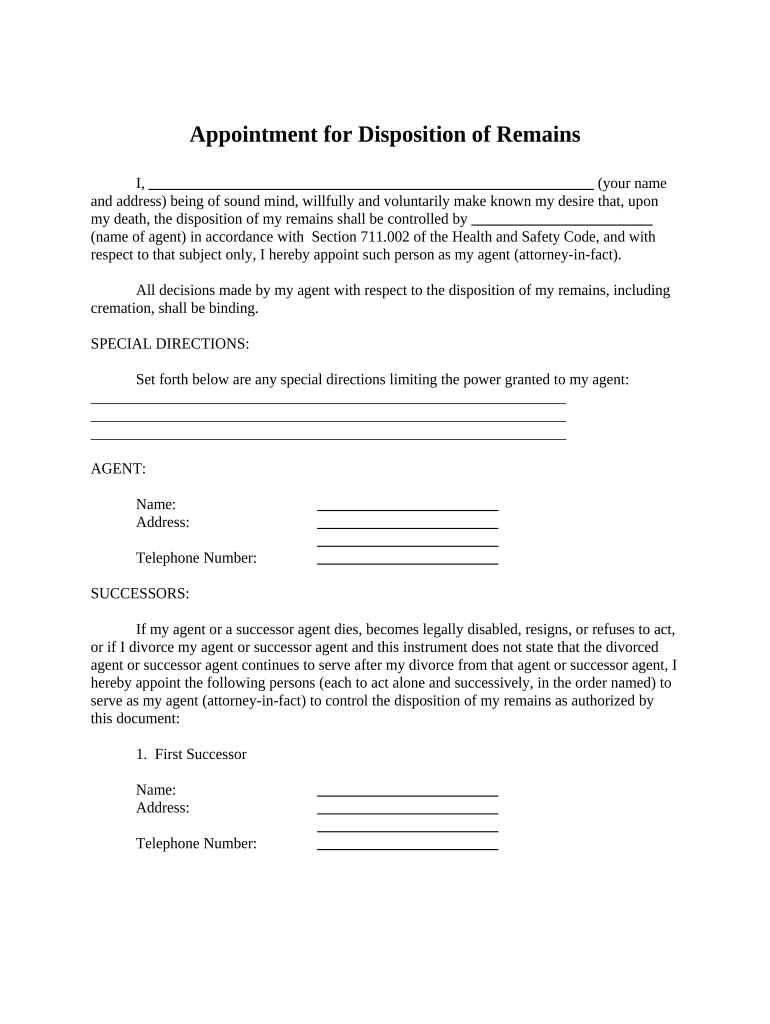 Texas Appointment Disposition  Form