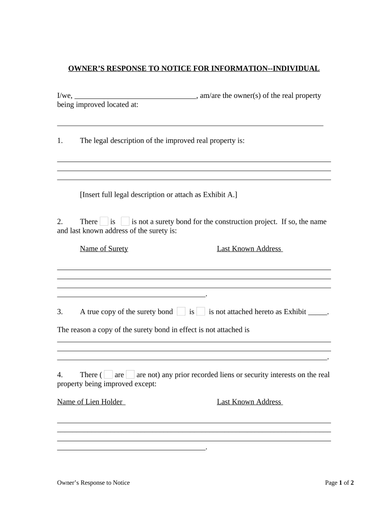 Texas Information Form