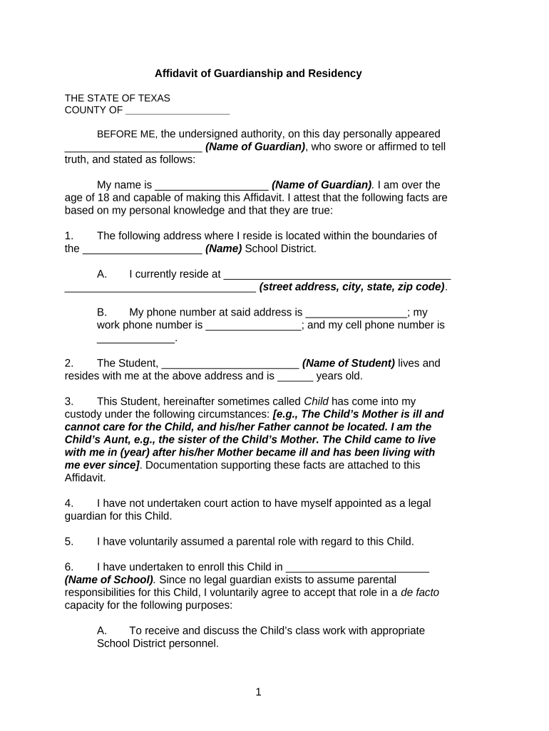 Texas Guardianship  Form