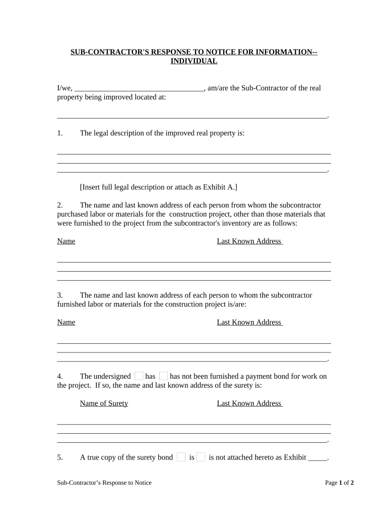 Texas Response  Form