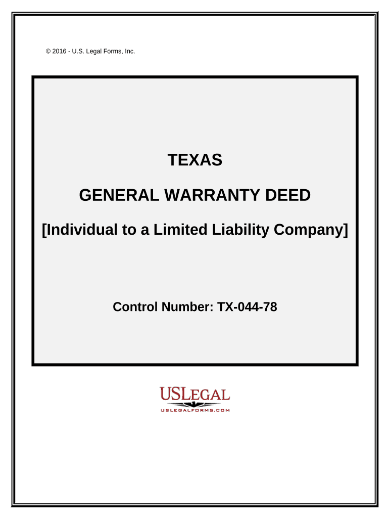 General Warranty Deed Individual to Limited Liability Company Texas  Form