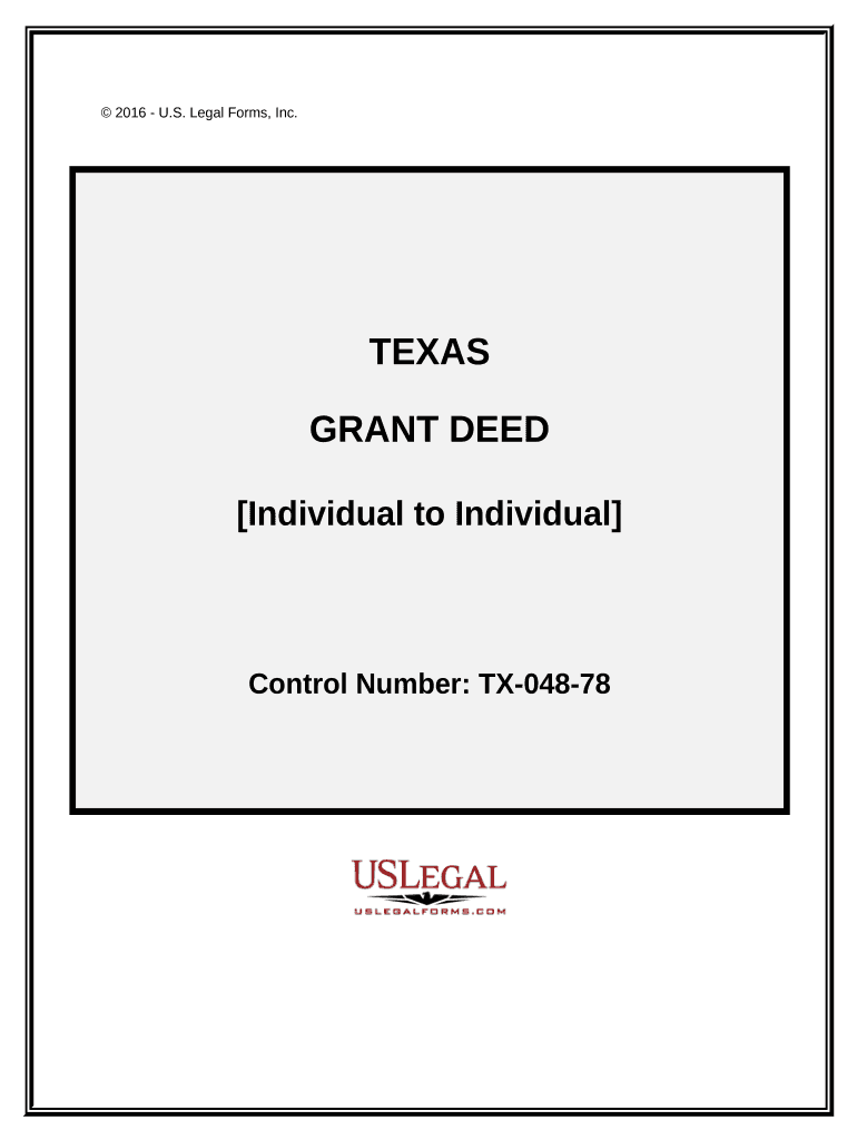 Grant Deed from an Individual to an Individual Texas  Form