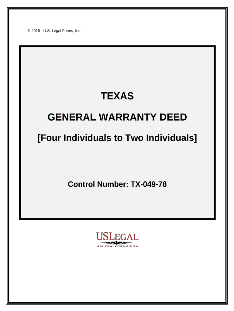 General Warranty Deed Four Individuals to Two Individuals Texas  Form