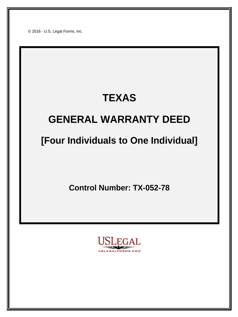 General Warranty Deed from Four Individual Grantors to One Grantee Texas  Form