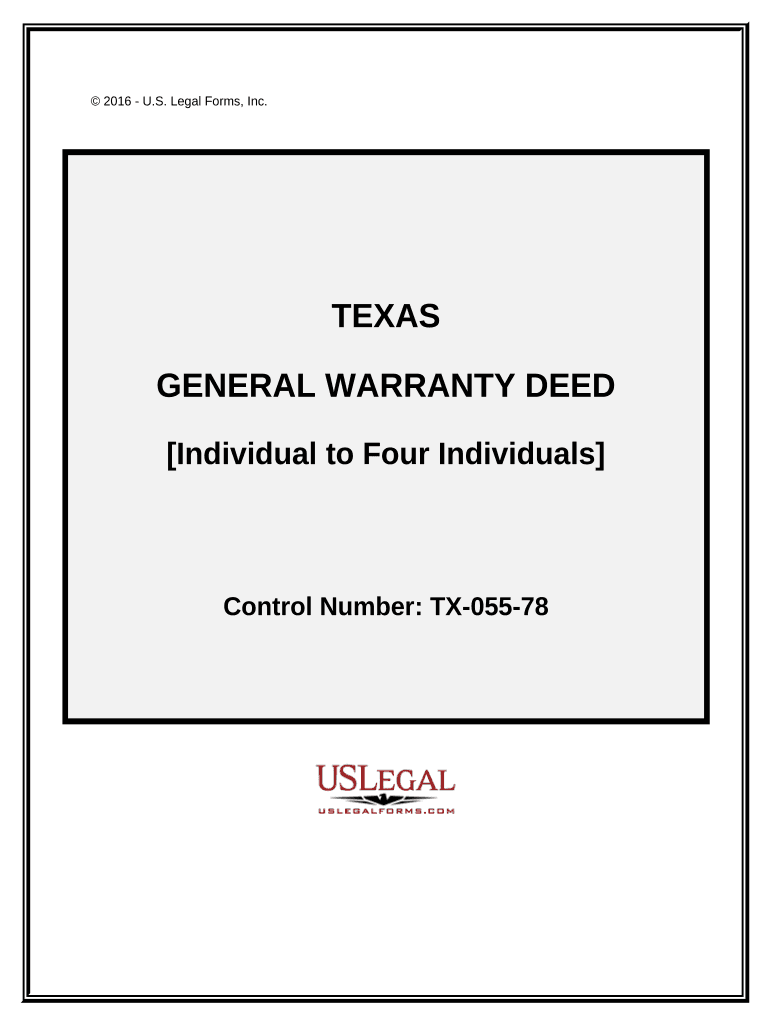 General Warranty Deed Individual to Four Individuals Texas  Form