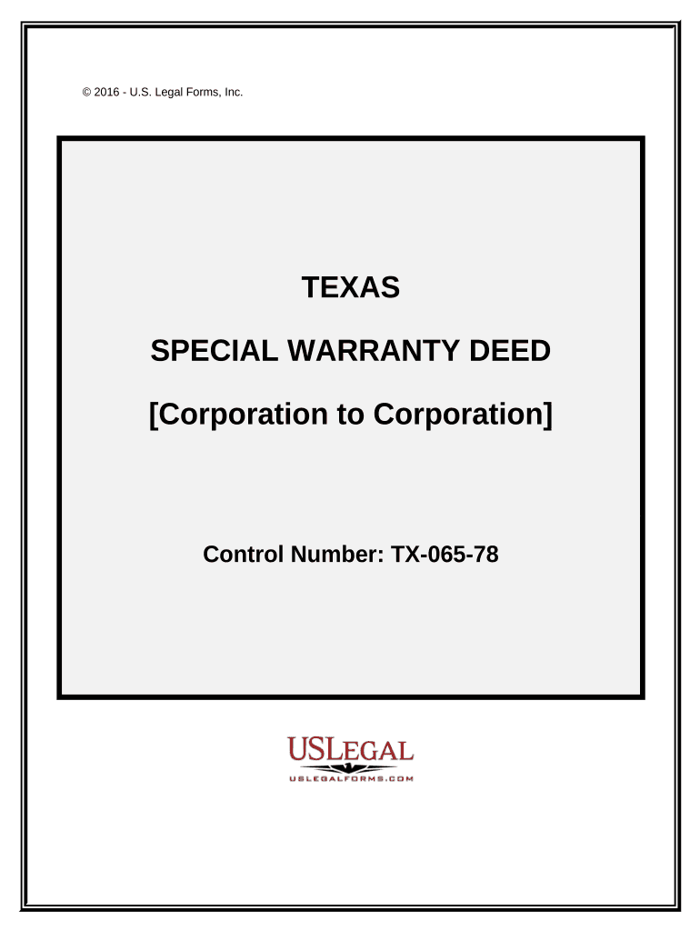 Special Warranty Deed Corporation to Corporation Texas  Form