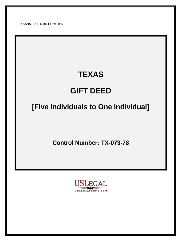 Gift Deed from Five Grantors to One Grantee Texas  Form