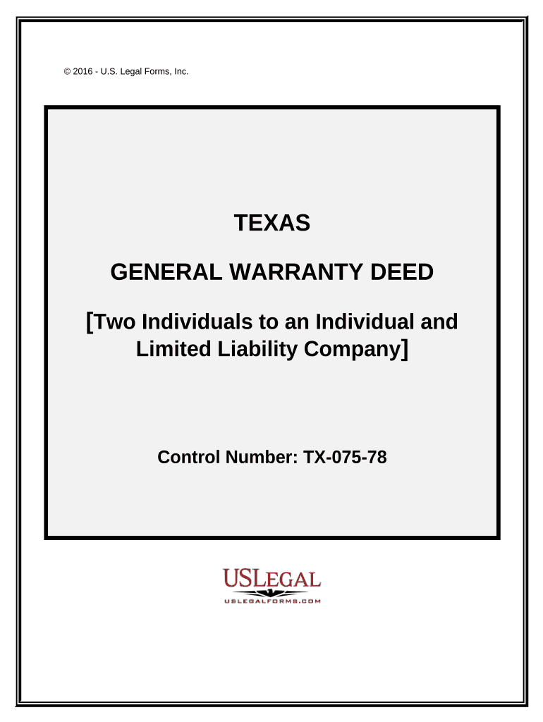 General Warranty Deed Two Individuals to an Individual and a LLC Texas  Form