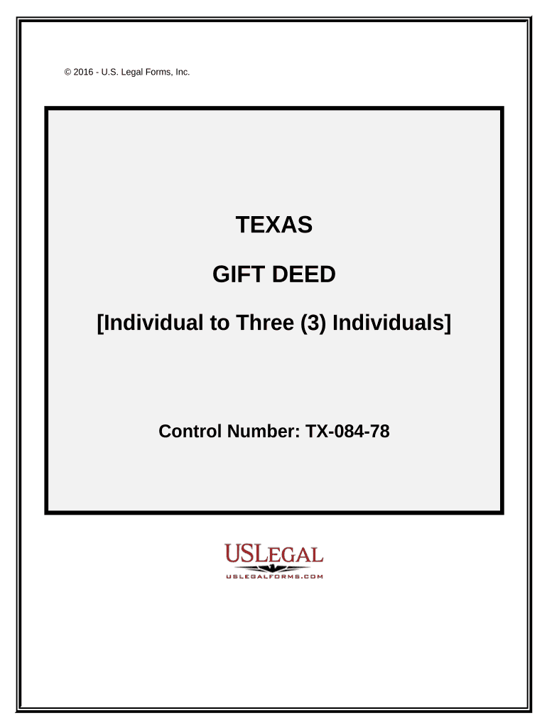 Gift Deed from an Individual to Three Individuals Texas  Form