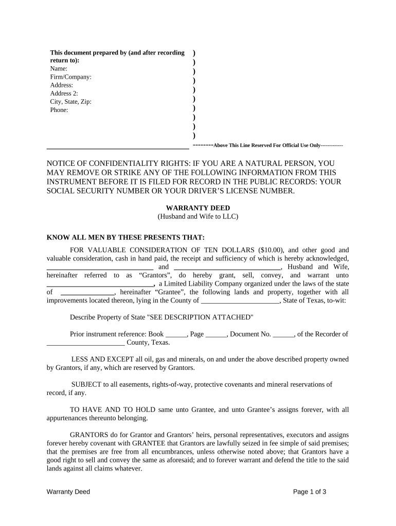 Husband Wife Llc  Form