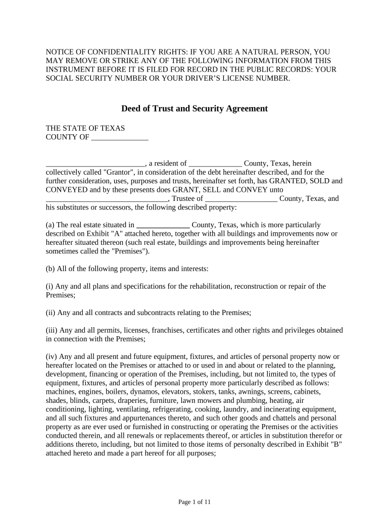 Deed Trust Security  Form